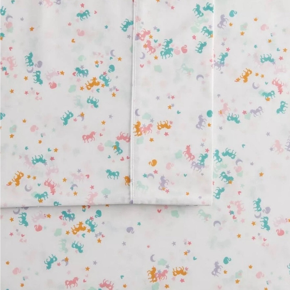 EUC The Big One Unicorn Confetti Print Full Size Sheet Set
